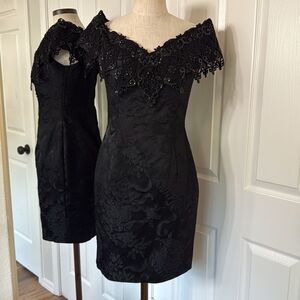 Scott McClintock vintage bedazzled jacquard goth pencil dress